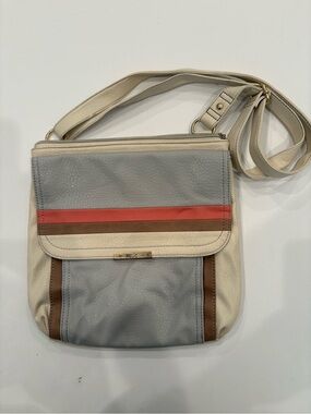 Relic Crossbody Bag in Gray, Cream & Red Stripe